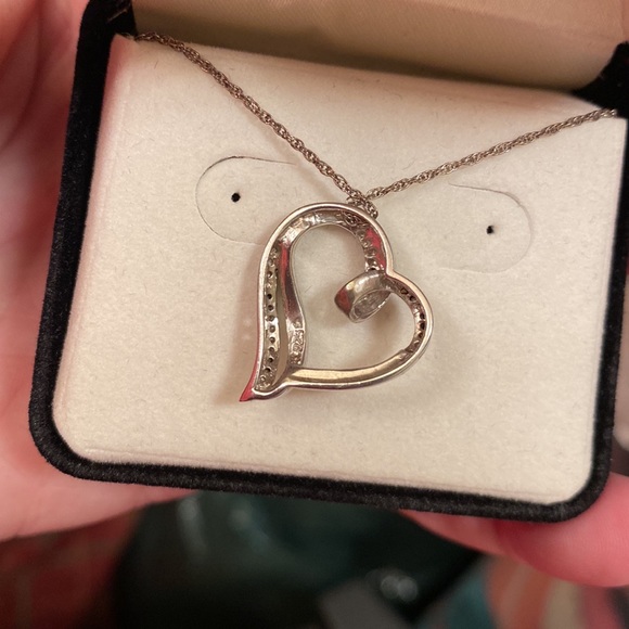 Blk & White Diamond ♥️Necklace in Sterling Silver - Picture 8 of 9